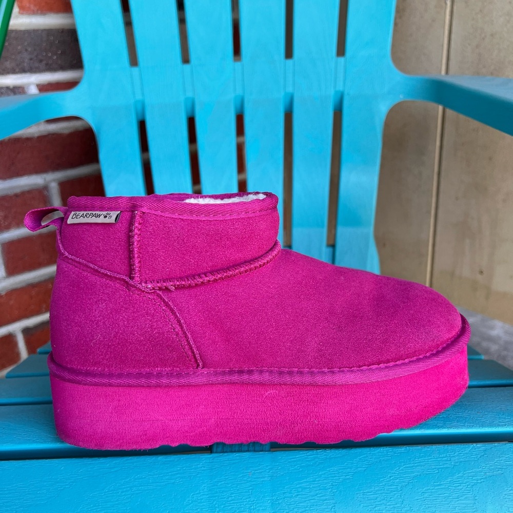 Bright Pink Suede Ankle Boots